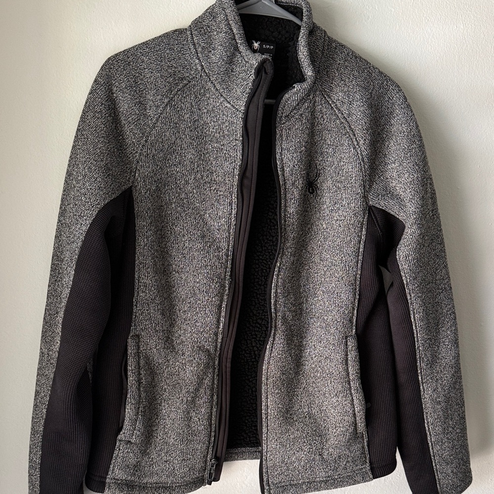 Spyder fleece/ knit zip front midlayer jacket